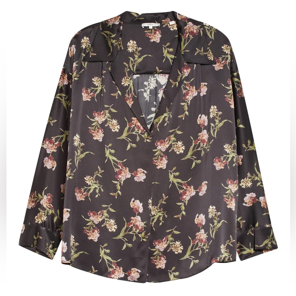 VINCE. Iris Honeysuckle 100% Silk Shaped Collar Pullover - Size S - Picture 7 of 14